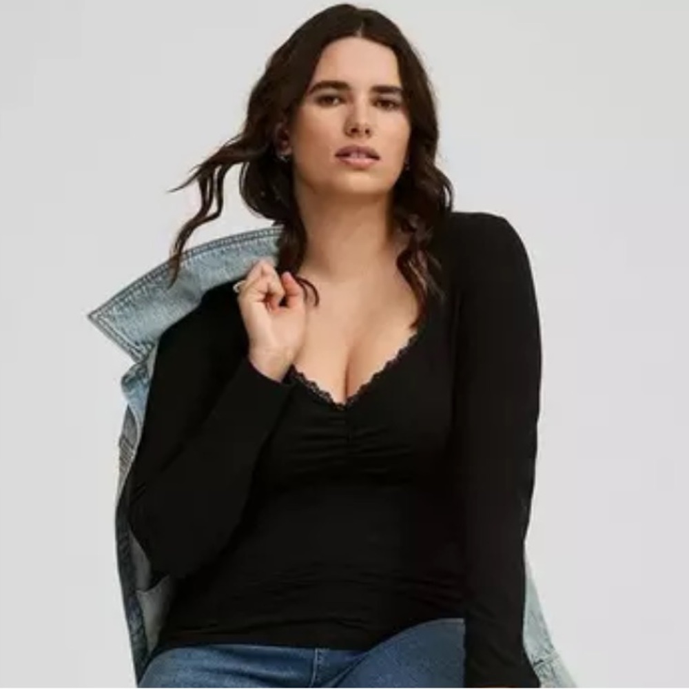 Torrid Black Ribbed Sweetheart Top